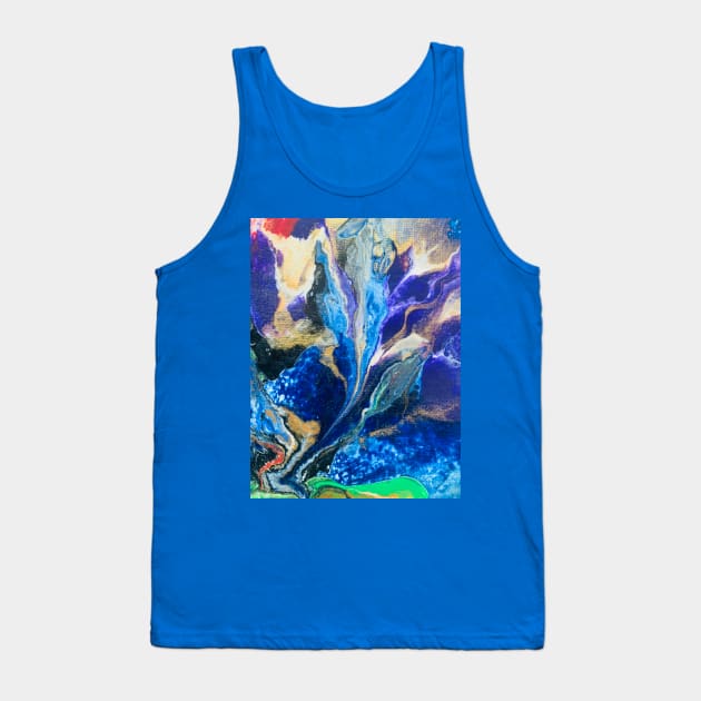 Pouring abstract blue fantasy paint Tank Top by baksuart